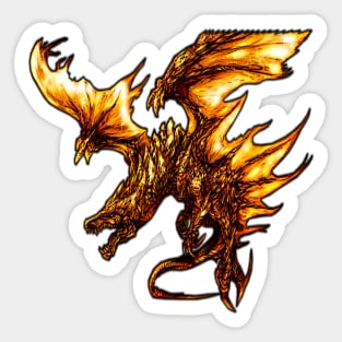 Fiery Molten Burning Dragon Design Sticker